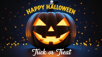 Happy Halloween Trick or Treat Haunted House Scene