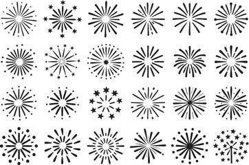 Explosive celebration elements and festive starburst designs for dynamic party graphics