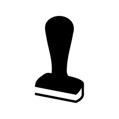 Black and white vector illustration of a wooden handled rubber stamp