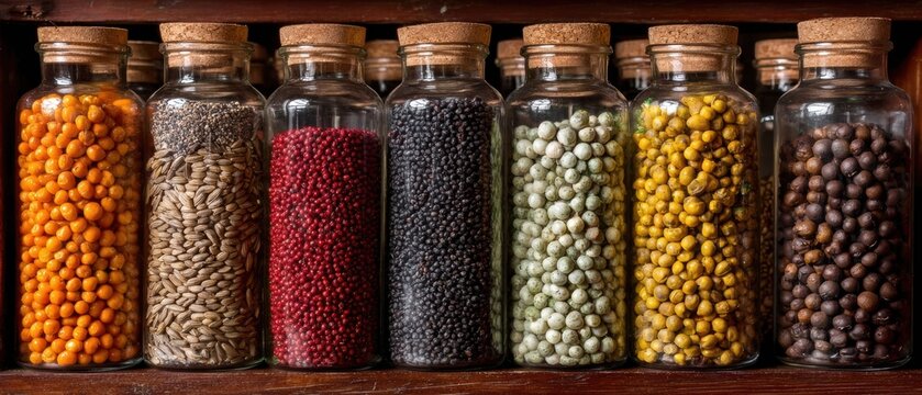 Premium modern heirloom seed collection in glass jars showcasing genetic diversity for sustainable agriculture marketing and eco-friendly social campaigns