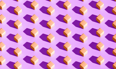 Minimalist Geometric Pattern with Color Cubes and Shadows 3d render