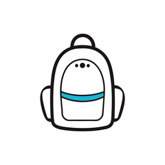 Simple white backpack icon with blue accent
