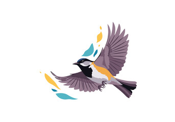 Obraz premium A small bird with delicate wings takes flight with vibrant flowing colors around its body creating an ethereal spectacle