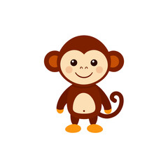 Cute cartoon monkey character with a happy smile