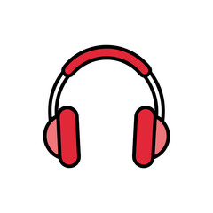 Simple red headphones icon on black background