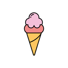 Simple pink and orange ice cream cone illustration