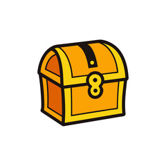 Cartoon treasure chest with a lock and keyhole