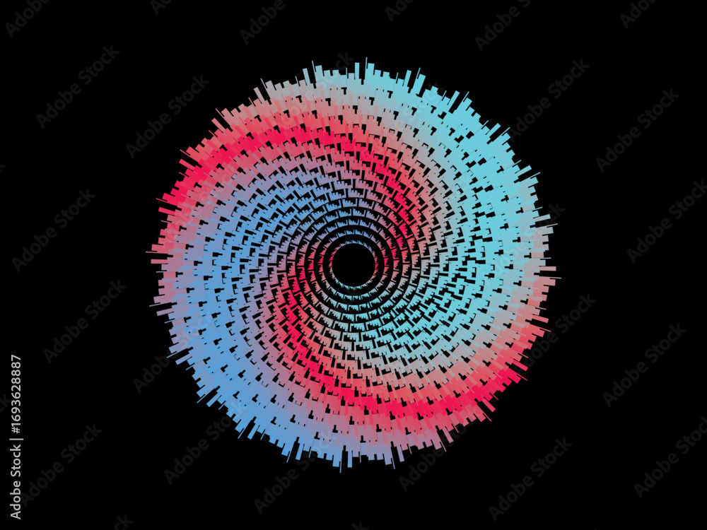 Poster vector background of rotating ellipse 3d shapes, consisting of futuristic circle pattern and wavy li