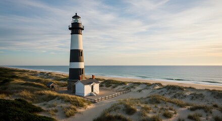 Fototapeta premium Lighthouse on coastal dunes