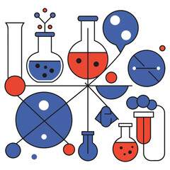 chemistry lab equipment illustration a science research graphic with flasks and beakers for educational materials