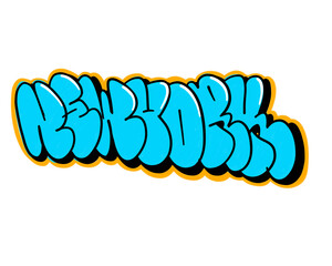 textured graffiti bubble style letter NEWYORK city name isolated design