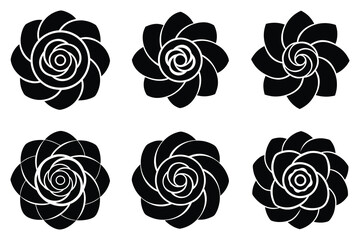 Gardenia Flower Icon Set with Overlapping Petals Design