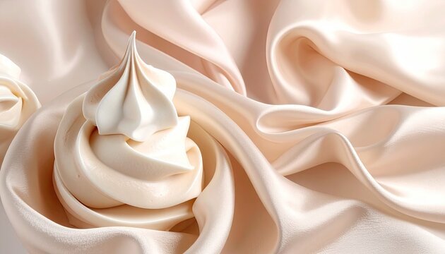Creamy dessert swirls on blush satin