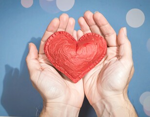 Obraz premium Hands holding a red heart