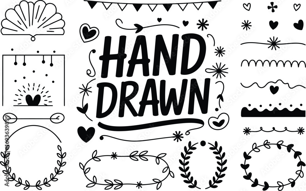 Poster create stunning designs with charming hand drawn elements for invitations and branding projects