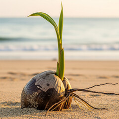 coconuts sprout in the forest
