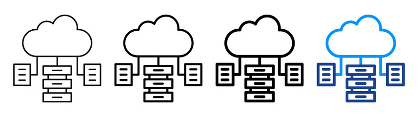 Cloud Data Icon Different Style Outline Collection Set