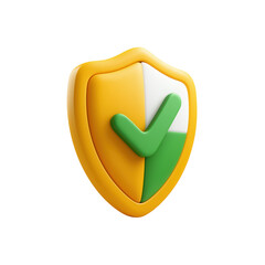 3D Protection Shield with Green Check Mark