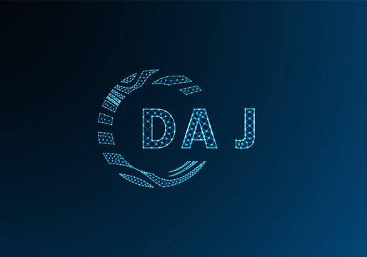 DAJ low poly letter logo vector design. DAJ lower poly logo design. DAJ unique low poly logo design.