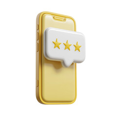 3D Mobile Review Stars Icon Yellow Phone