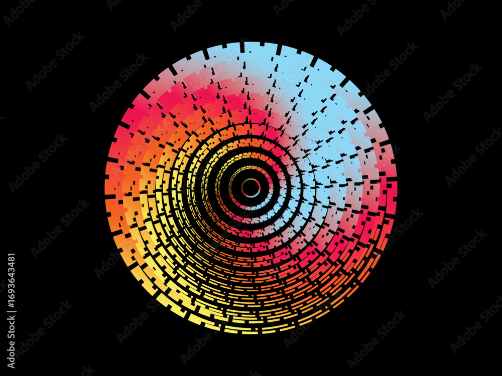 Poster vector background of rotating ellipse 3d shapes, consisting of futuristic circle pattern and wavy li