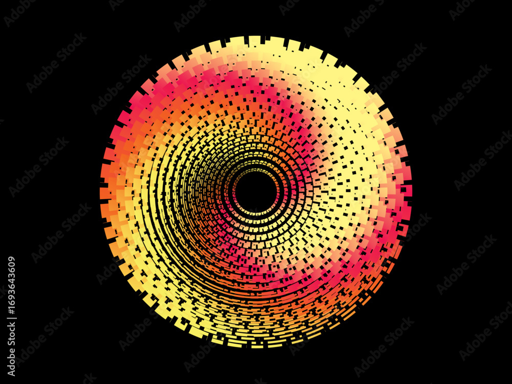 Poster vector background of rotating ellipse 3d shapes, consisting of futuristic circle pattern and wavy li