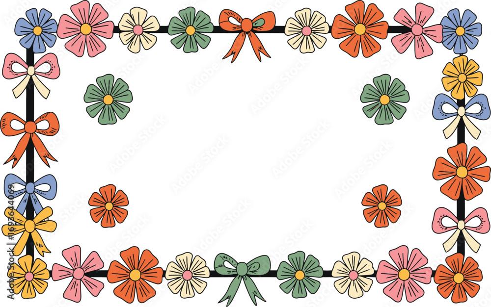 Poster create a charming design with this delightful floral and ribbon frame for invitations and announceme