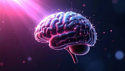 Illuminated brain, glowing with connections