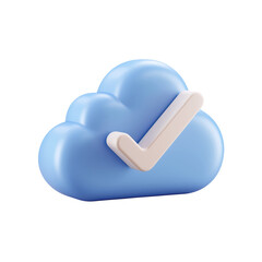 Cloud Checkmark Icon 3D