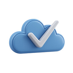 Glossy Blue Cloud with White Checkmark 3D
