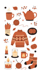 Cozy autumn gathering warm beverages knitted sweaters and seasonal decorations for a perfect fall day