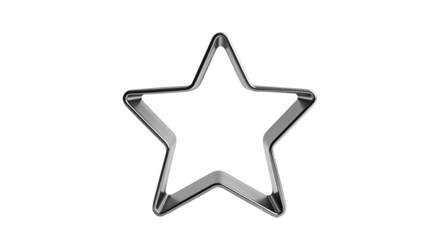 Minimalist starshaped metal cookie cutter on clean isolated background for baking essentials