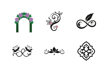 vector set of floral elements