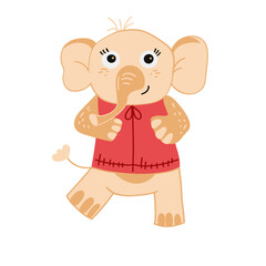 Illustration of a charming cartoon elephant with a sweet smile