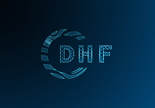 DHF low poly letter logo vector design. DHF lower poly logo design. DHF unique low poly logo design.