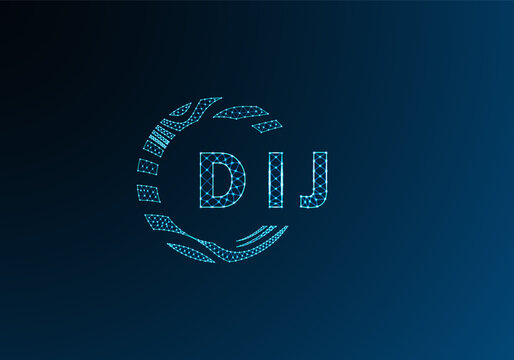 DIJ low poly letter logo vector design. DIJ lower poly logo design. DIJ unique low poly logo design.