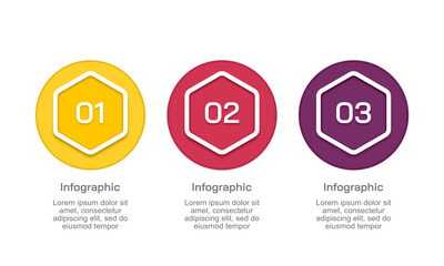 3 Steps Hexagon Business Infographic for a Corporate Presentation or Report with Numbered Options. Illustration Vector.
