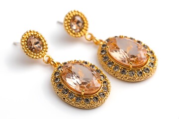 Elegant gold drop earrings adorned with sparkling champagne and crystal gems, perfect for adding luxurious flair to any special occasion ensemble.