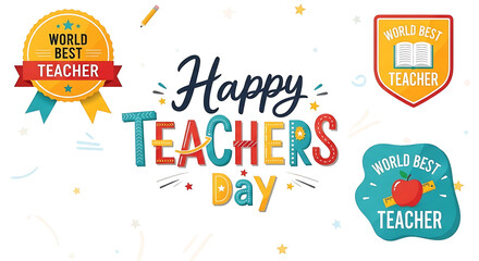 Fototapeta premium vector illustration of a happy teacherday card 5 october