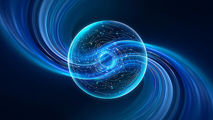 Futuristic Digital Orb: Abstract Representation of Technology and Data Flow