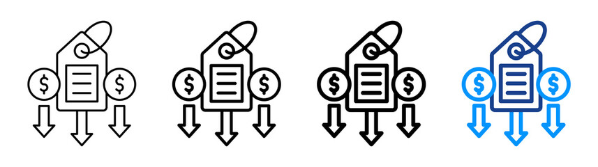 Lowest Price Icon Different Style Outline Collection Set