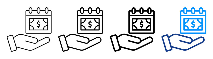 Payment Day Icon Different Style Outline Collection Set