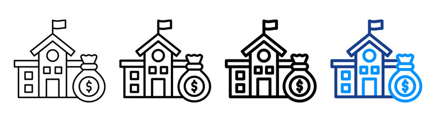 School Budget Icon Different Style Outline Collection Set