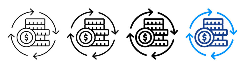 Financial Cycle Icon Different Style Outline Collection Set