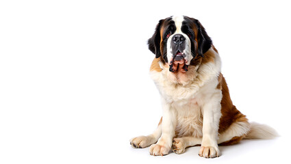 Majestic St. Bernard Dog: Gentle Giant Posed on White Background