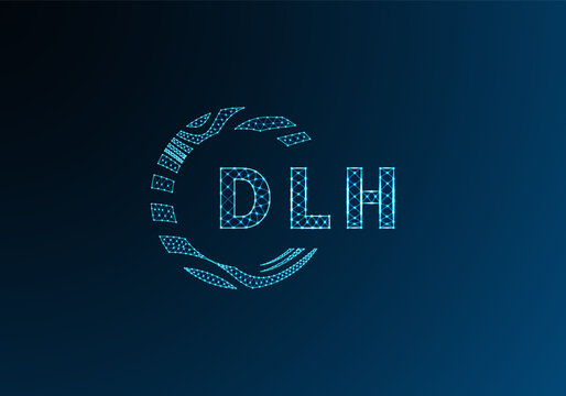 DLH low poly letter logo vector design. DLH lower poly logo design. DLH unique low poly logo design.