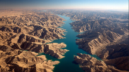 Vista a&eacute;rea de rio en desierto