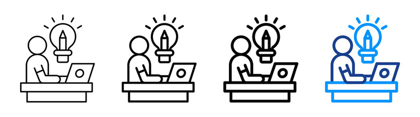 Creative Work Icon Different Style Outline Collection Set