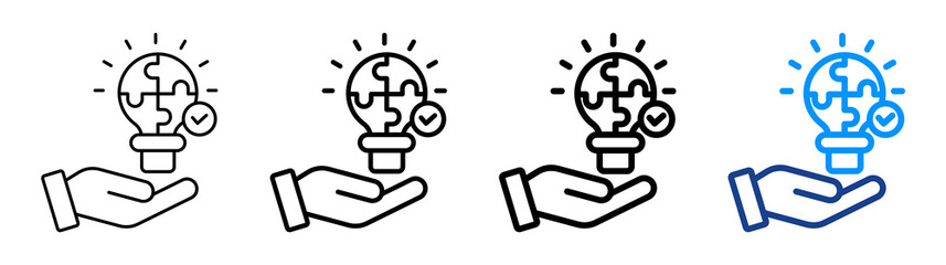 Creative Solution Icon Different Style Outline Collection Set