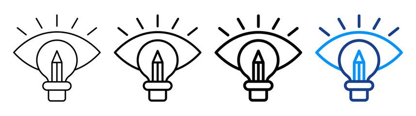 Creative Vision Icon Different Style Outline Collection Set